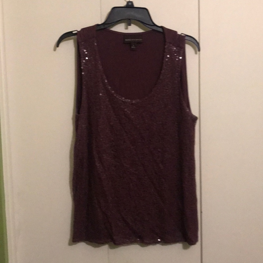 Burgundy Sequin Top. Size Large
